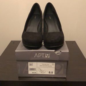 Black suede wedge shoes size 8.5